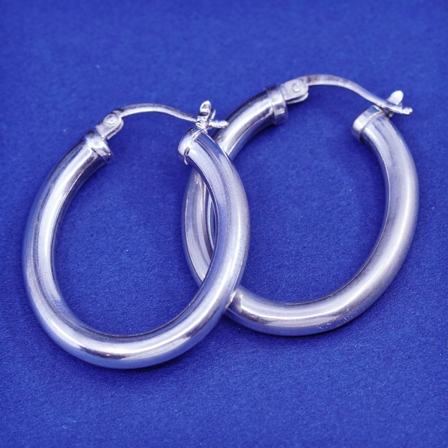 1”, vintage Sterling silver handmade earrings, bold 925 hoops