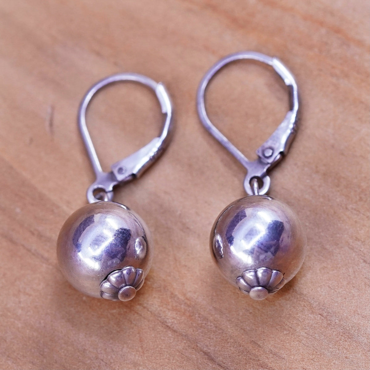 Vintage Sterling silver handmade earrings, 925 beads drops