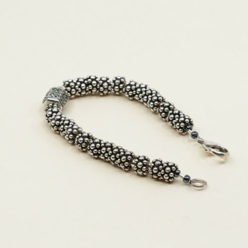 6”, 6mm, Vtg Sterling 925 Silver Handmade Ball Bead Bracelet, Stamped 925