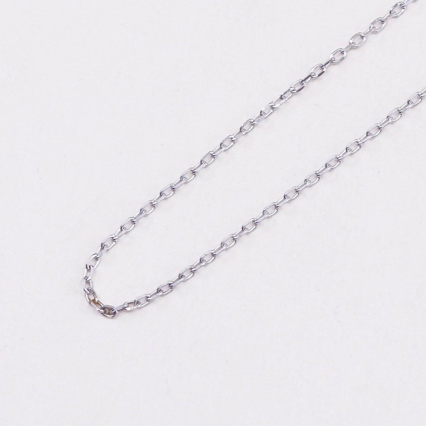 16+2”, 1mm, Vintage sterling silver flatten circle chain, Italy 925 necklace