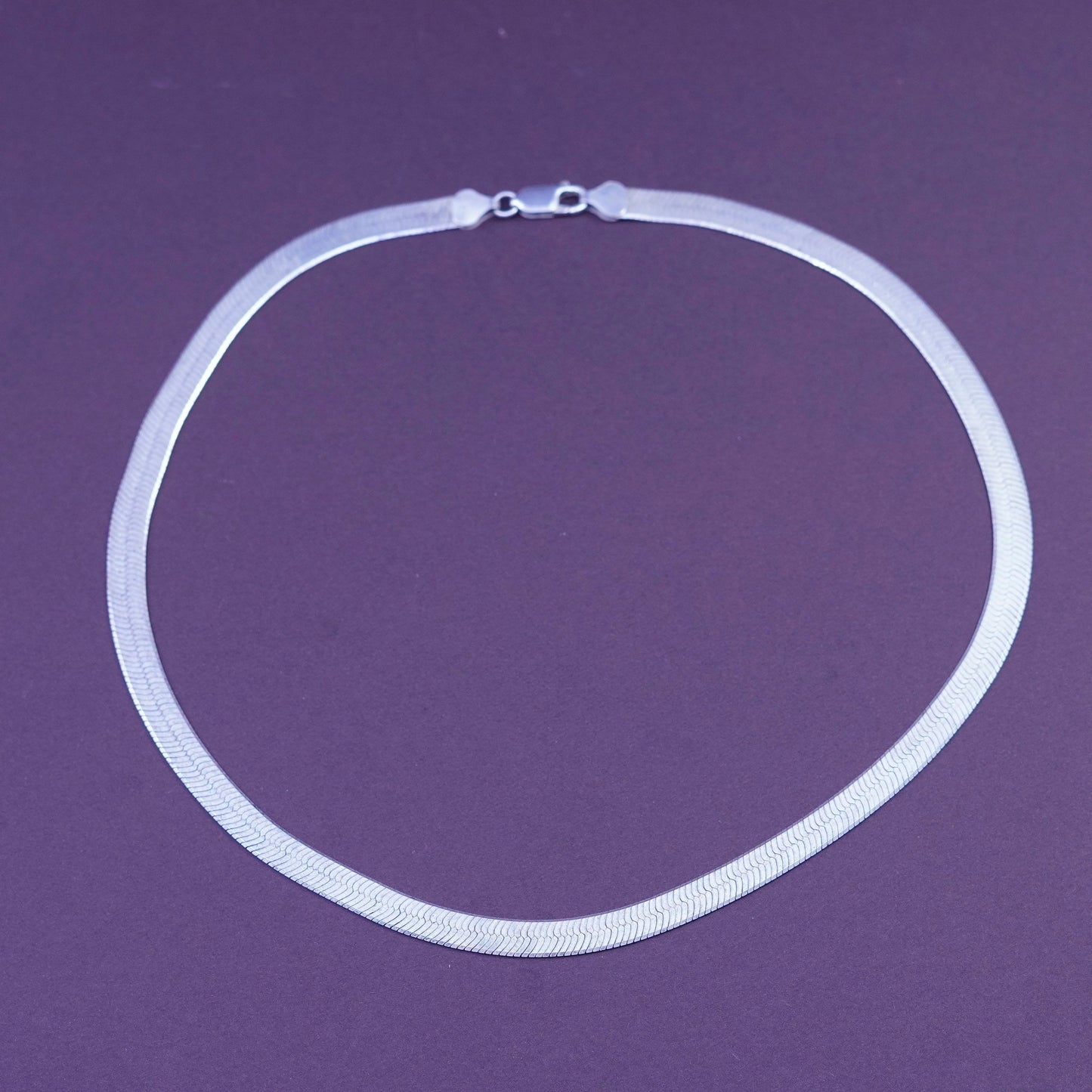 18”, 7mm, vintage Italy Sterling silver herringbone chain, 925 necklace