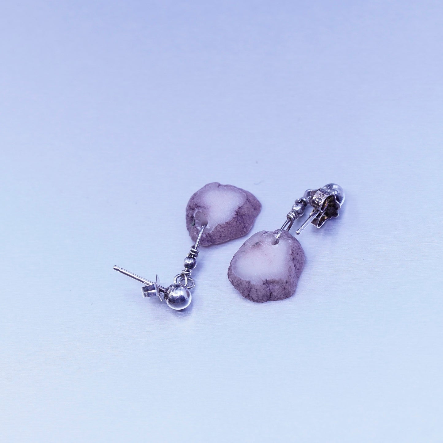 Vintage Sterling 925 silver earrings with agate