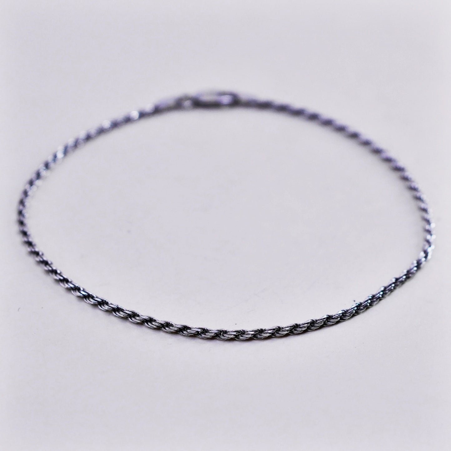 8.75”, Vintage sterling silver bracelet, Italy 925 rope ankle chain anklet