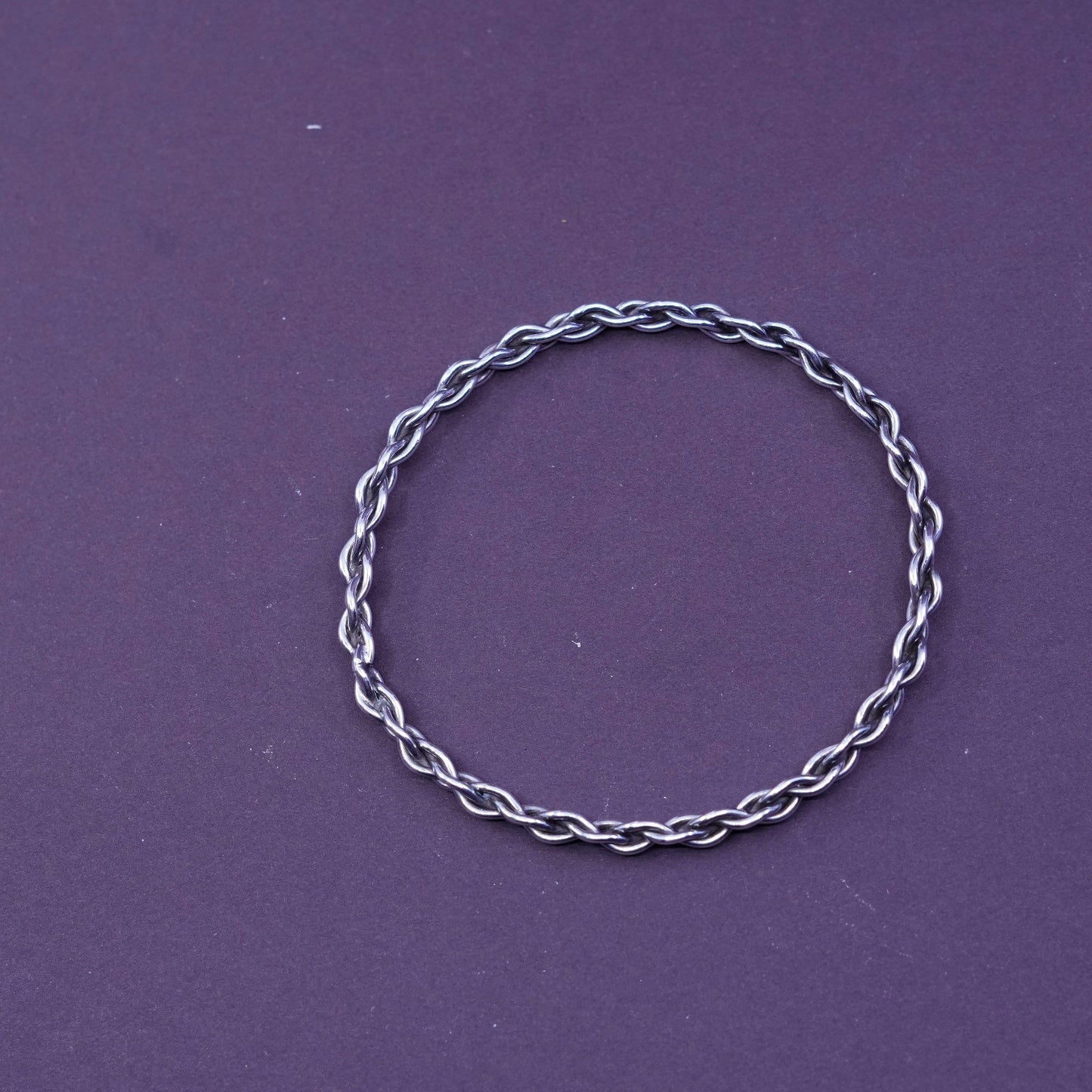 7.75”, Sterling silver handmade bracelet, Mexico 925 braided, woven bangle