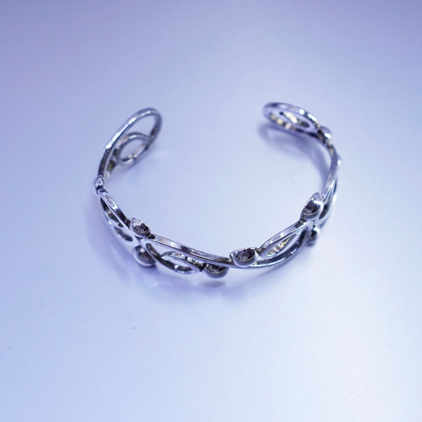 6.25”, Vintage Sterling 925 silver handmade bracelet, swirly cuff