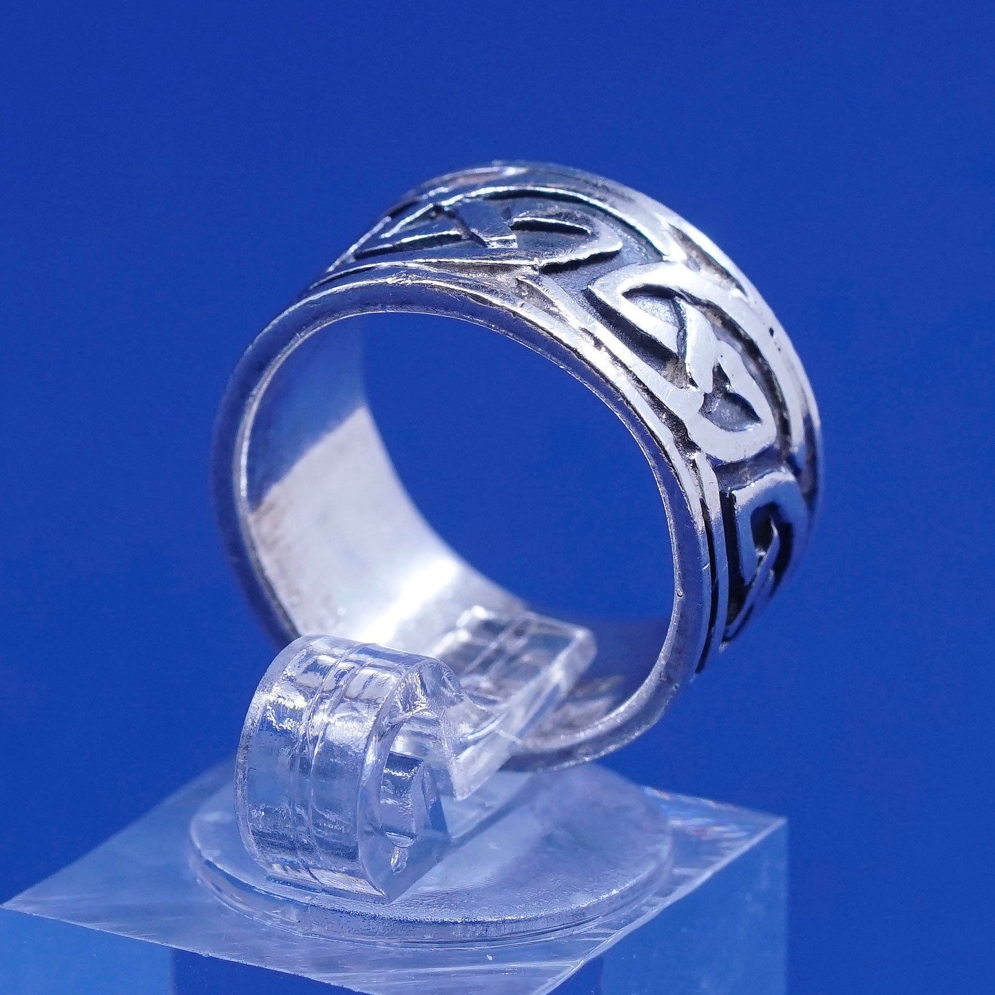 Size 5, vintage Sterling silver handmade ring, hopi 925 woven textured band