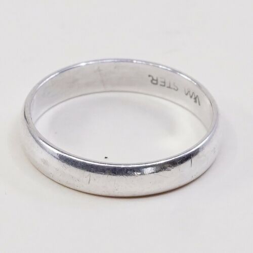 Sz 7, Vtg Wheeler Sterling Silver Handmade Wedding Ring, Navajo 925 Silver Band