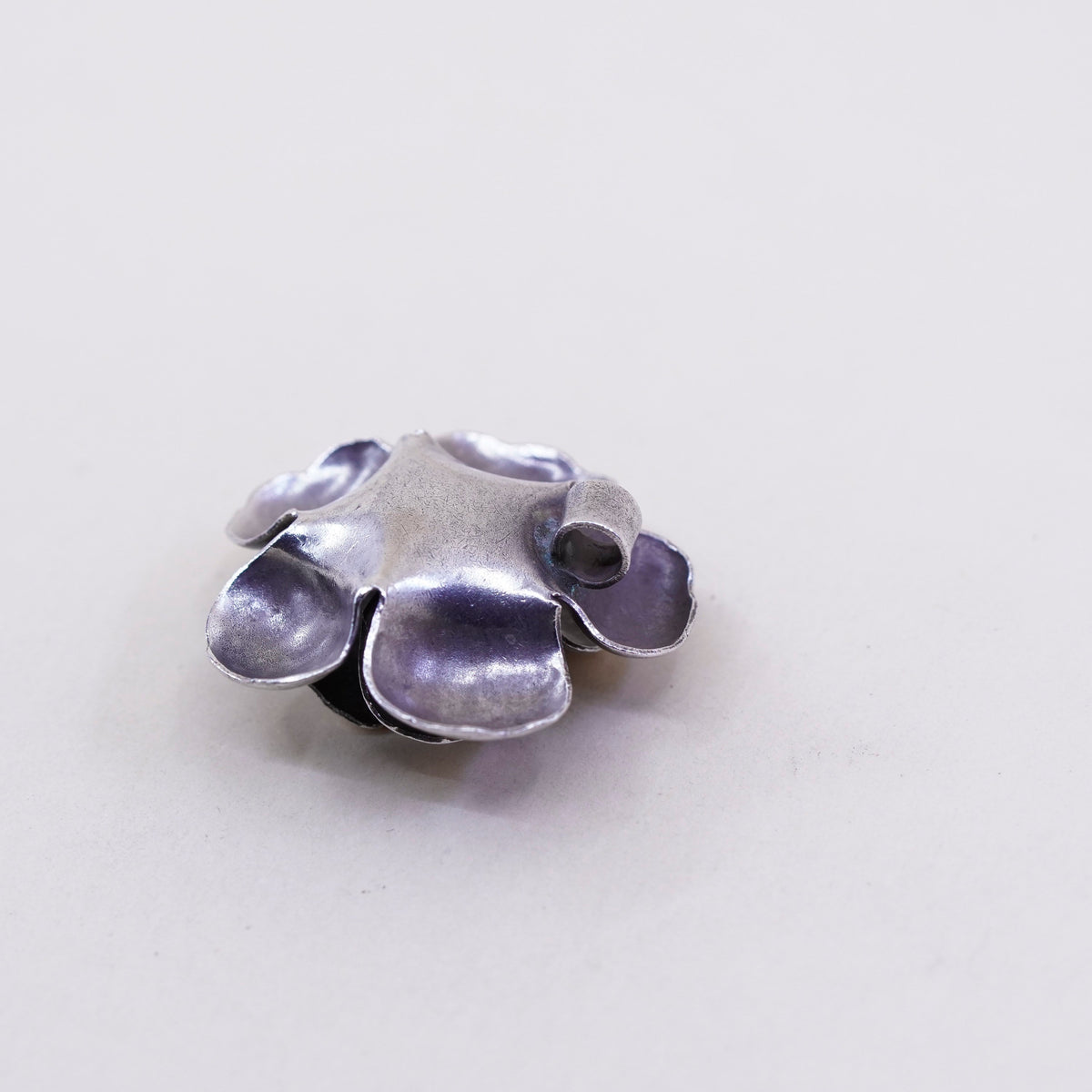 Vintage Sterling silver handmade pendant, 925 3D rose flower