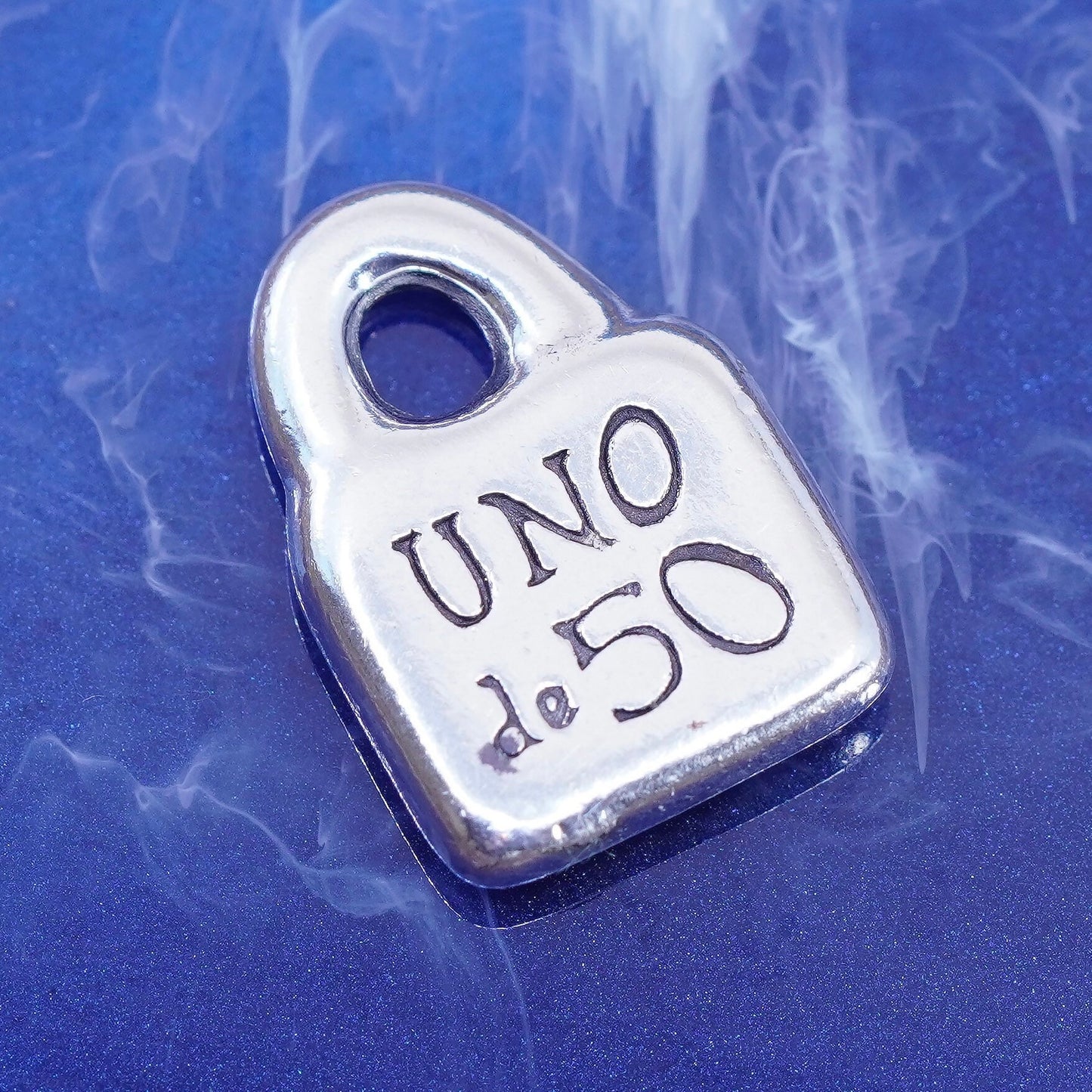 Vintage uno de 50 sterling silver handmade pendant, 925 locket charm