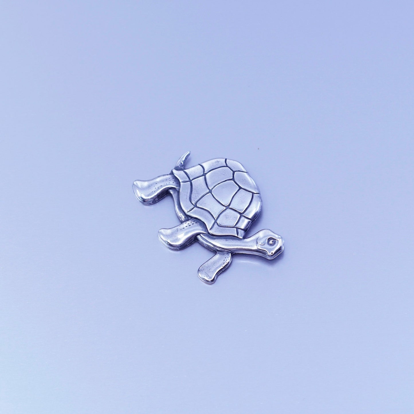 Vintage sterling silver handmade brooch, 925 land turtle pin
