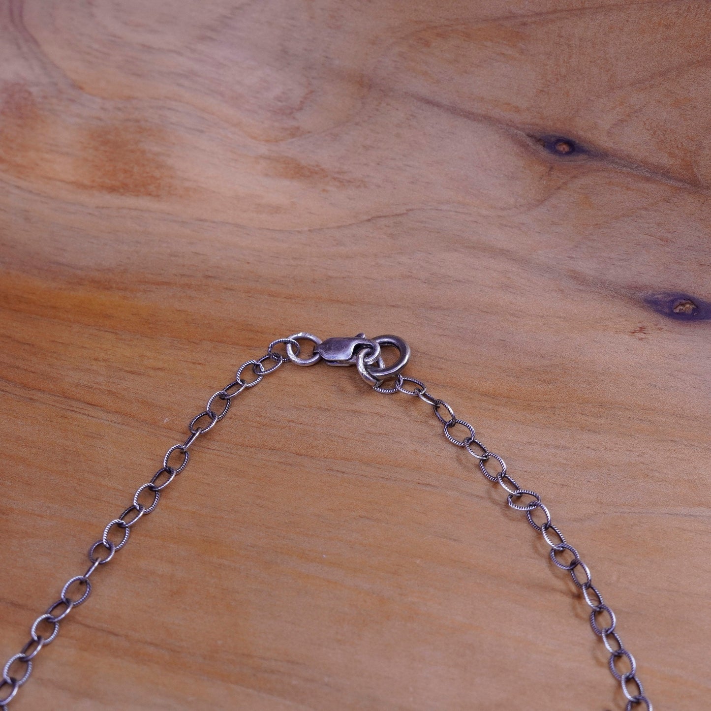 15”. Native American Sterling 925 silver handmade necklace w/ square turquoise