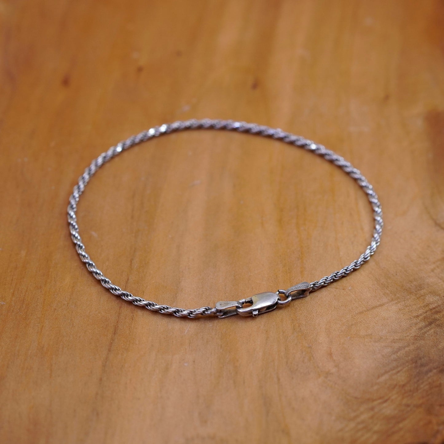 7.75”, vintage gold over Sterling silver rope bracelet, Italy 925 chain anklet
