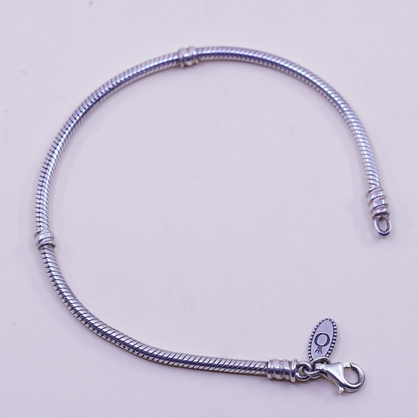 7.75”, 3mm, vintage Italy Sterling 925 silver bracelet, bold snake chain