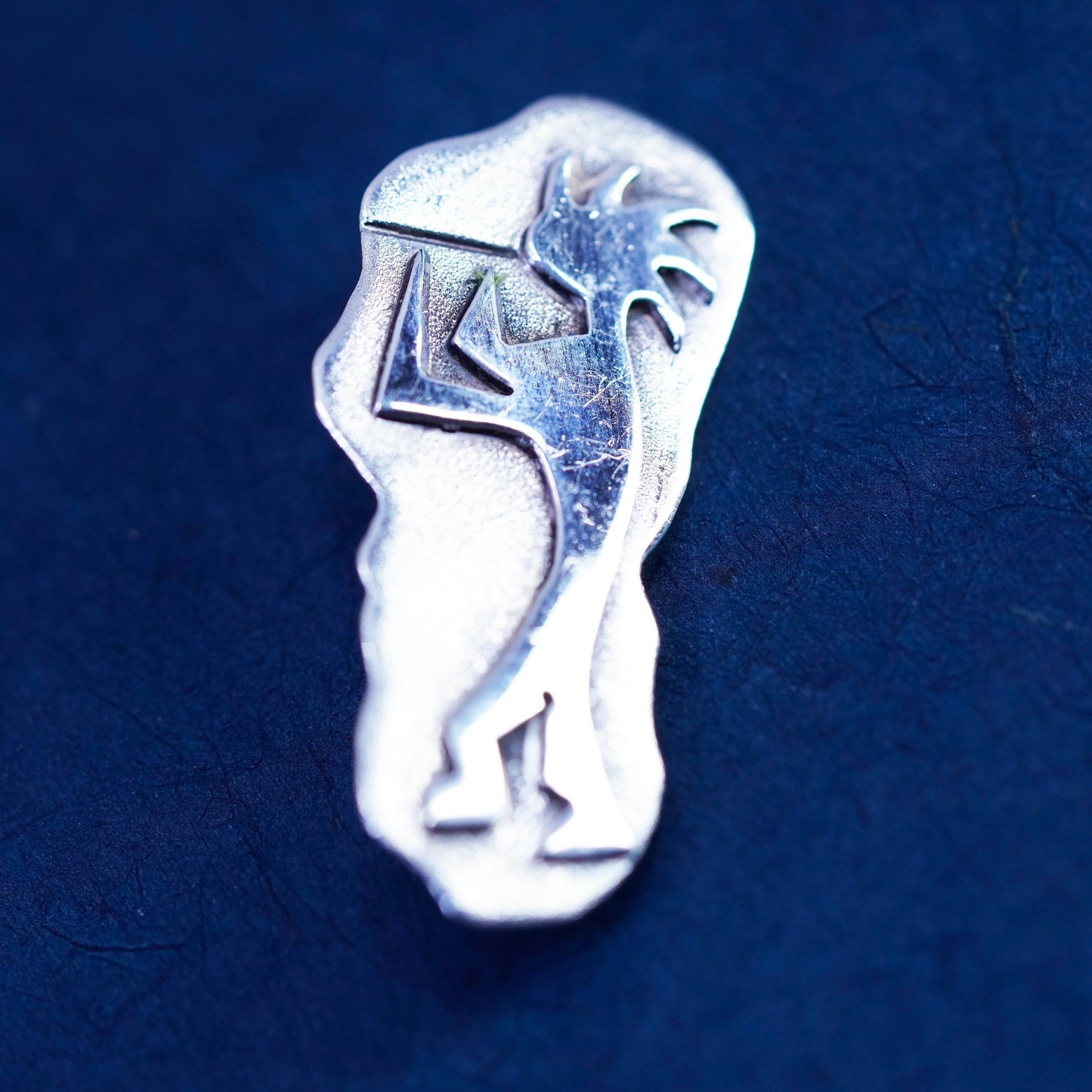 vtg Native American Sterling silver handmade pin, 925 Kokopelli brooch, Navajo