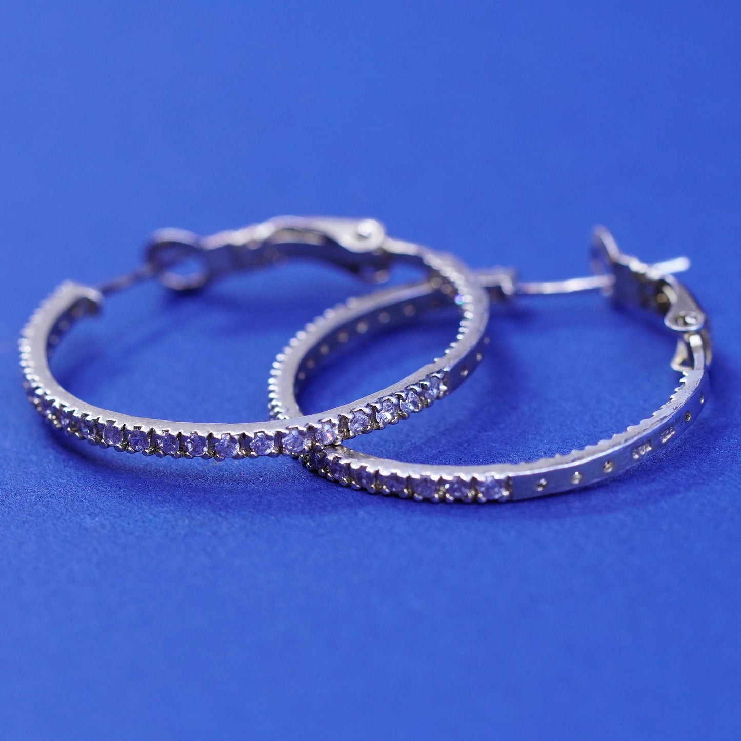 1”, vermeil gold over Sterling silver handmade earrings, 925 hoops, huggie Cz