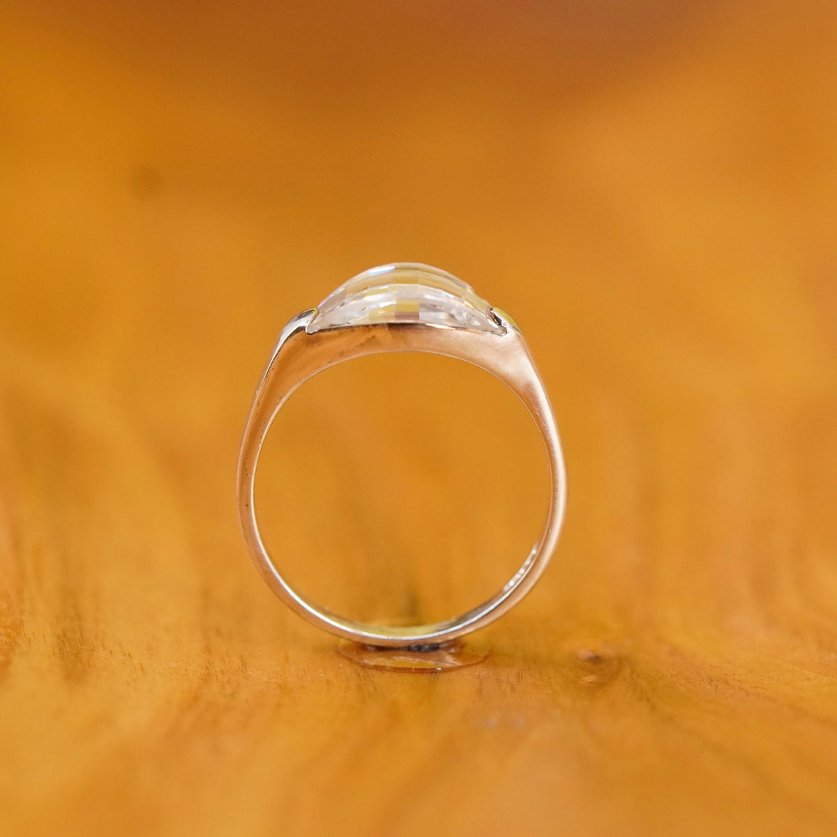 Size 7.25, vintage Sterling 925 silver anniversary ring with clear cz