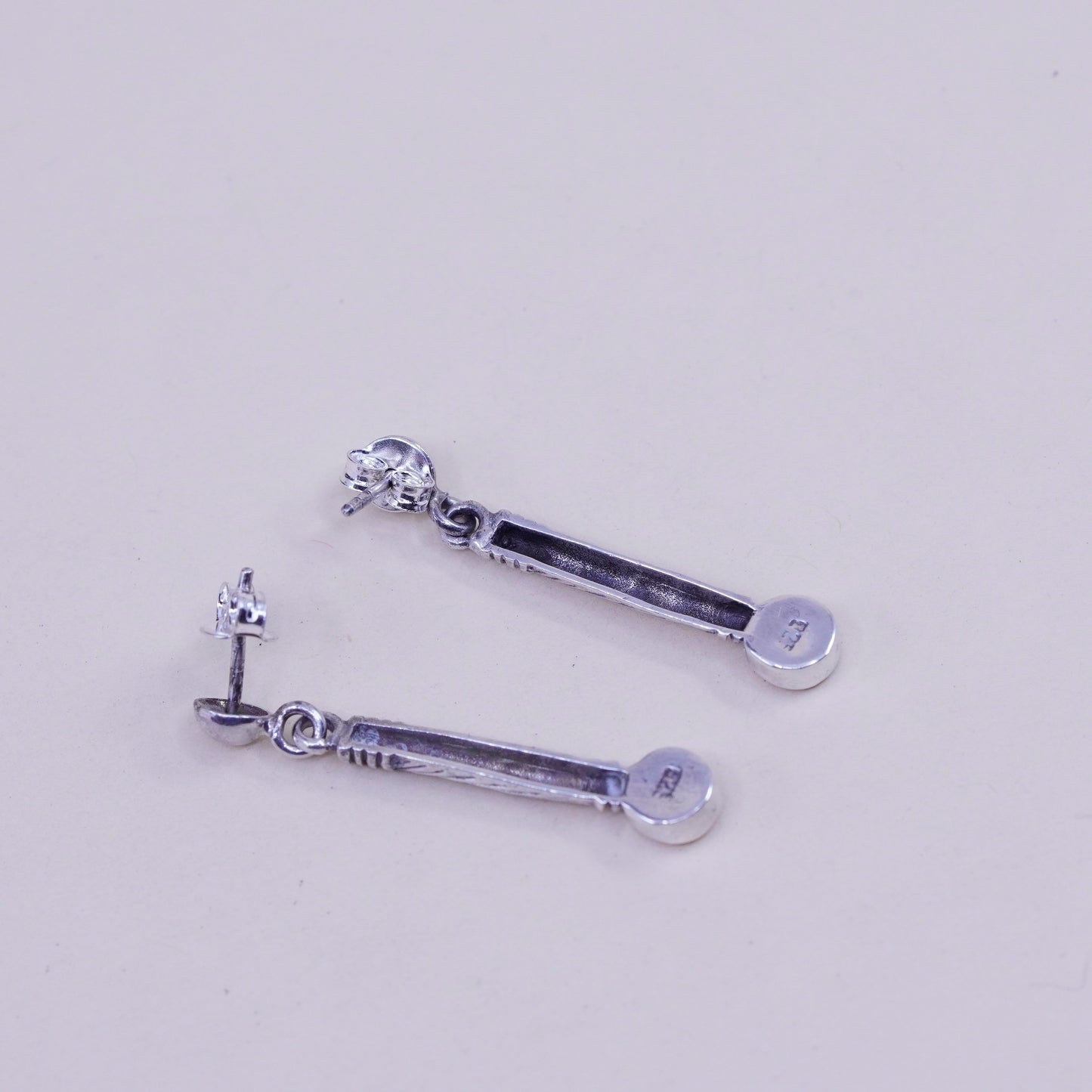 Vintage Sterling 925 silver handmade earrings with citrine