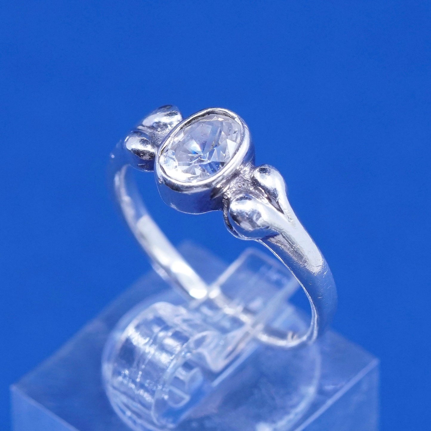 Size 7.5, vintage Sterling silver handmade ring, 925 engagement ring with cz
