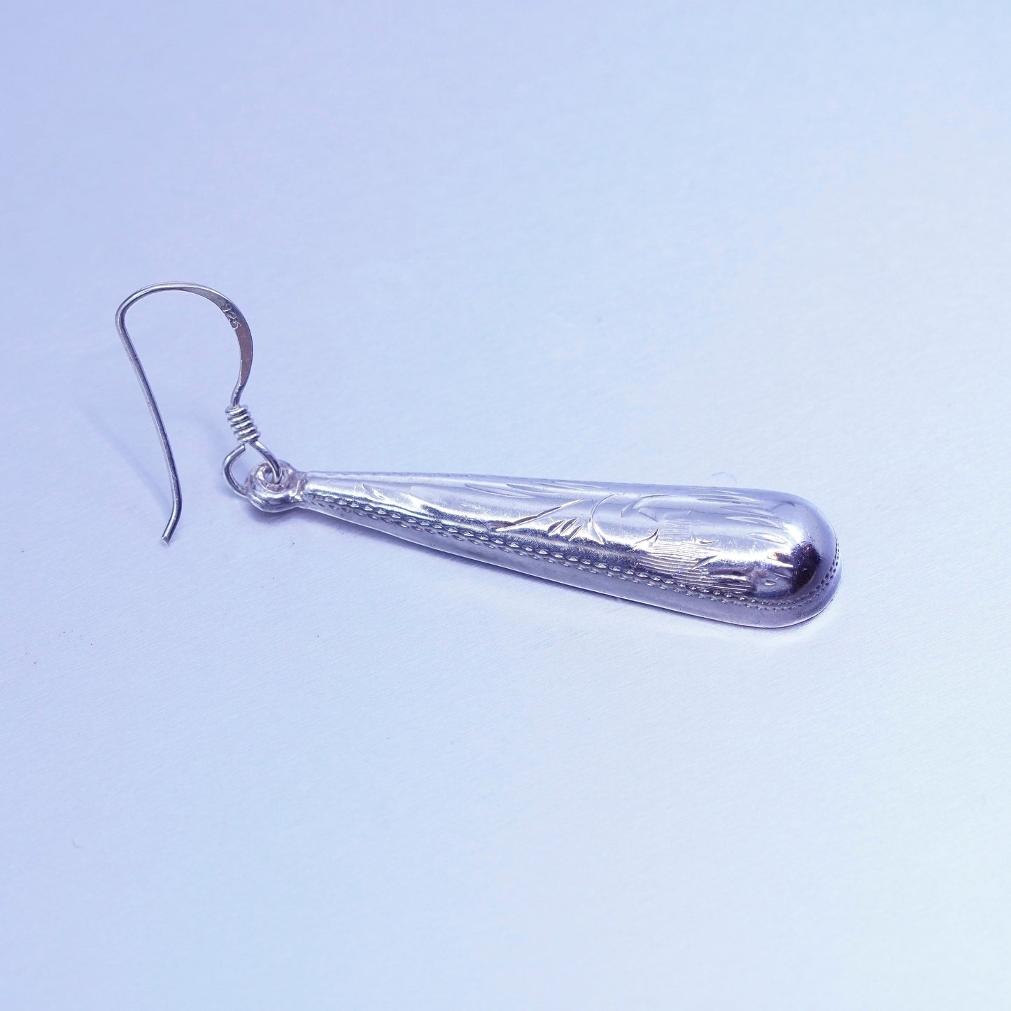 Vintage Sterling 925 silver handmade textured teardrop earrings