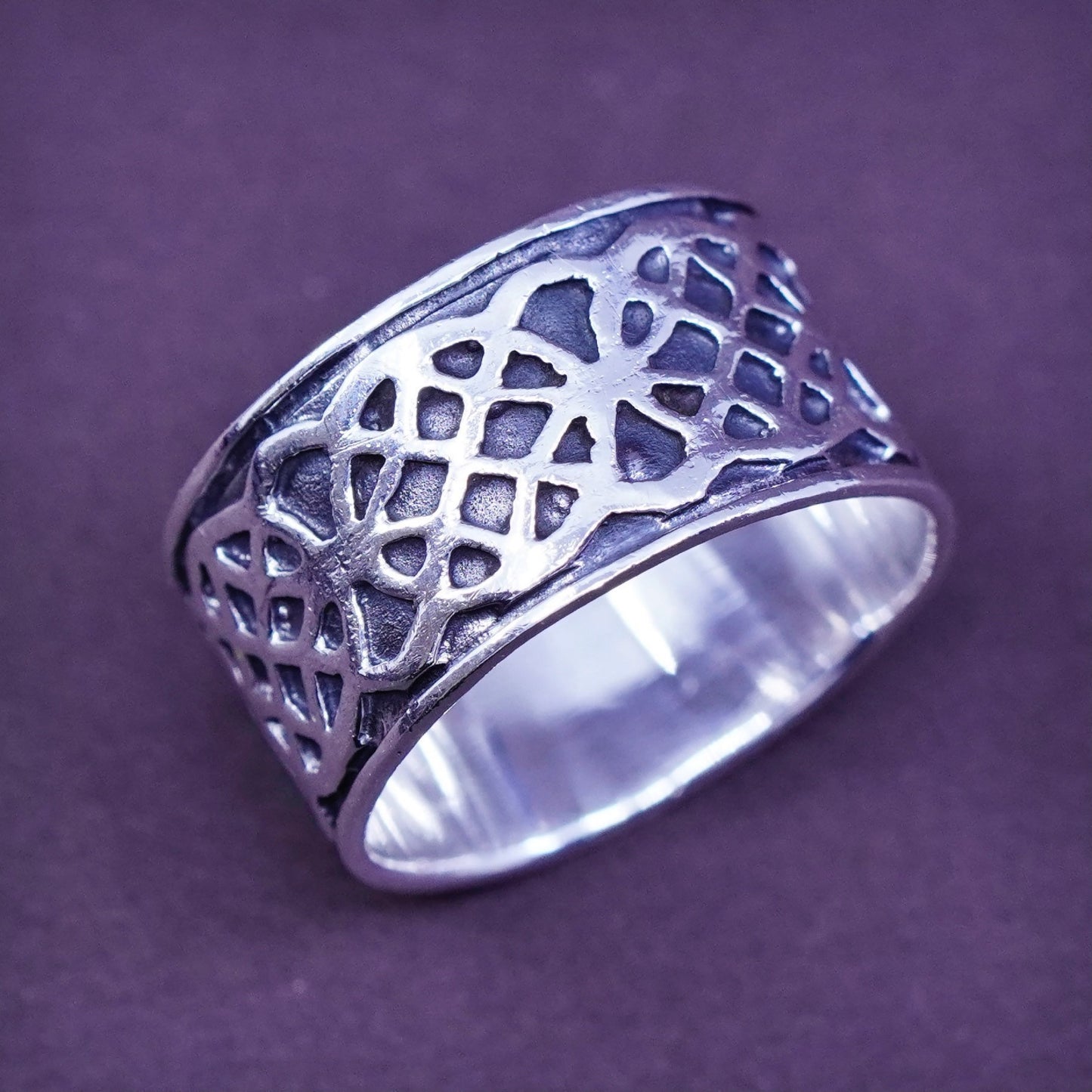 Size 6.25, vintage Sterling silver handmade ring, 925 band with woven braided