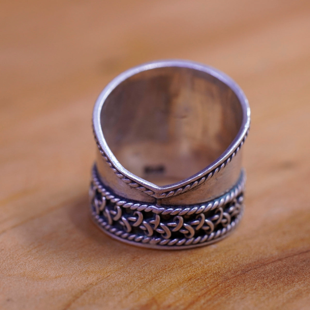 Size 4.5, vintage Sterling silver handmade ring, 925 cable wide band