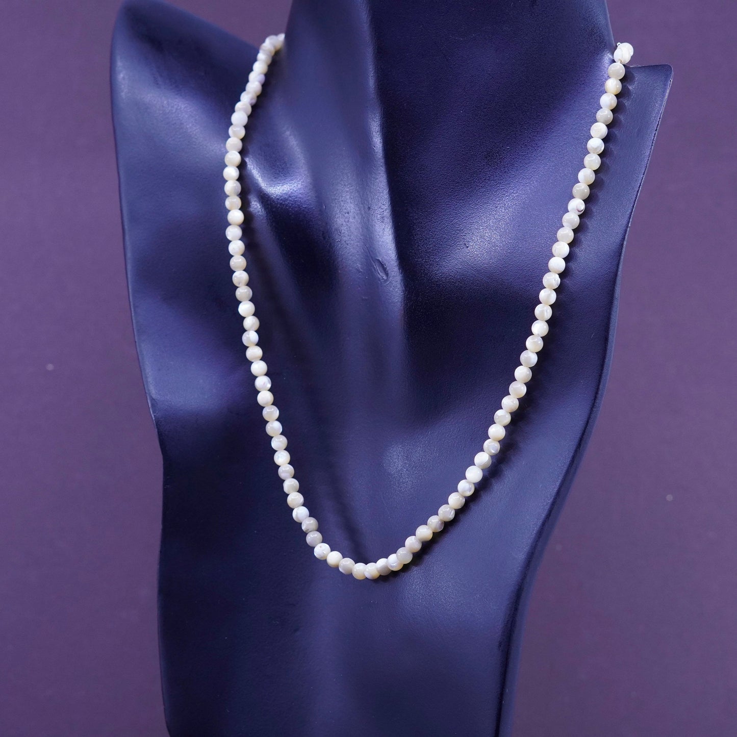 15+2”, vintage handmade necklace, genuine agate beads Sterling 925 silver chain