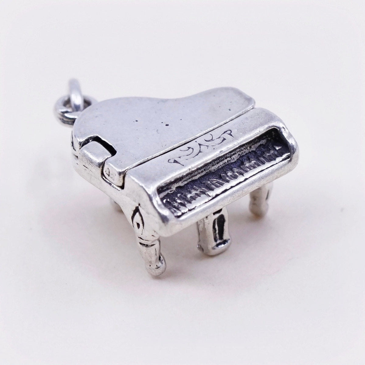 Vintage Sterling silver handmade pendant, 925 silver piano charm
