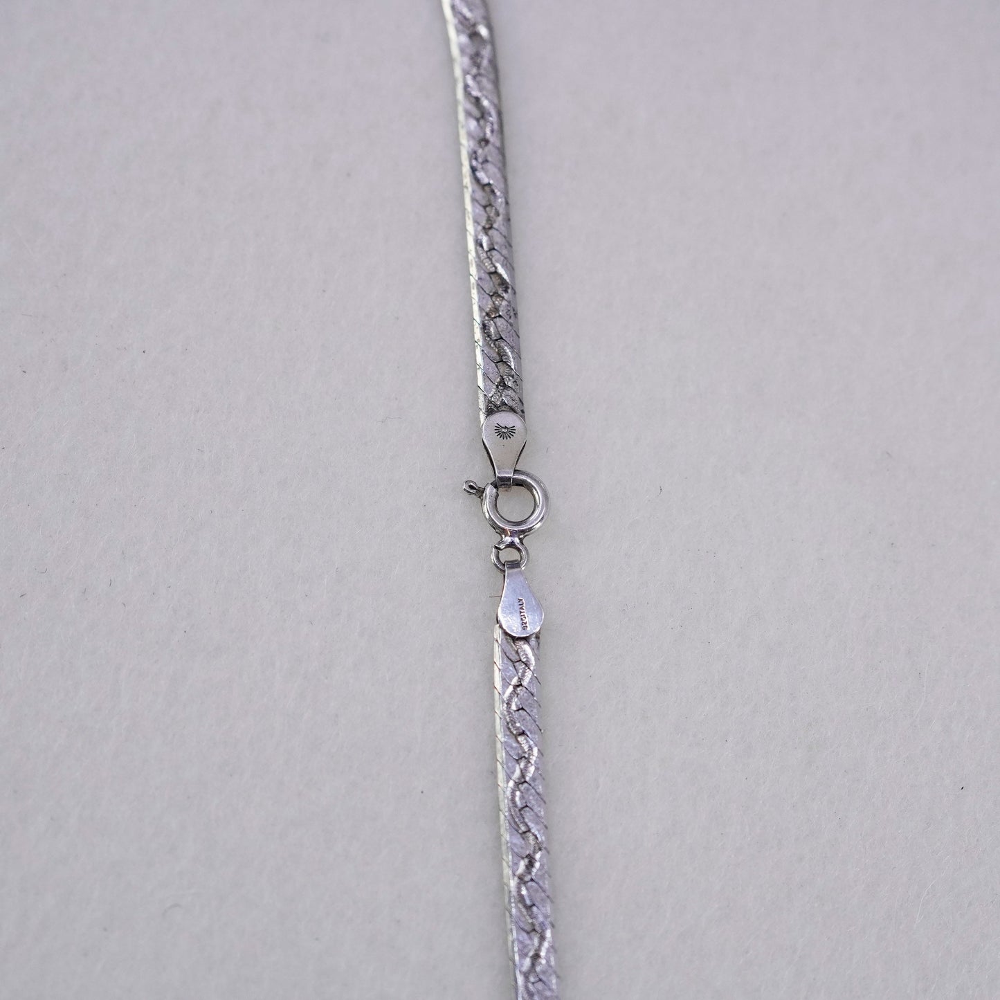 20” 5mm, vintage Italy Sterling 925 silver textured herringbone chain necklace