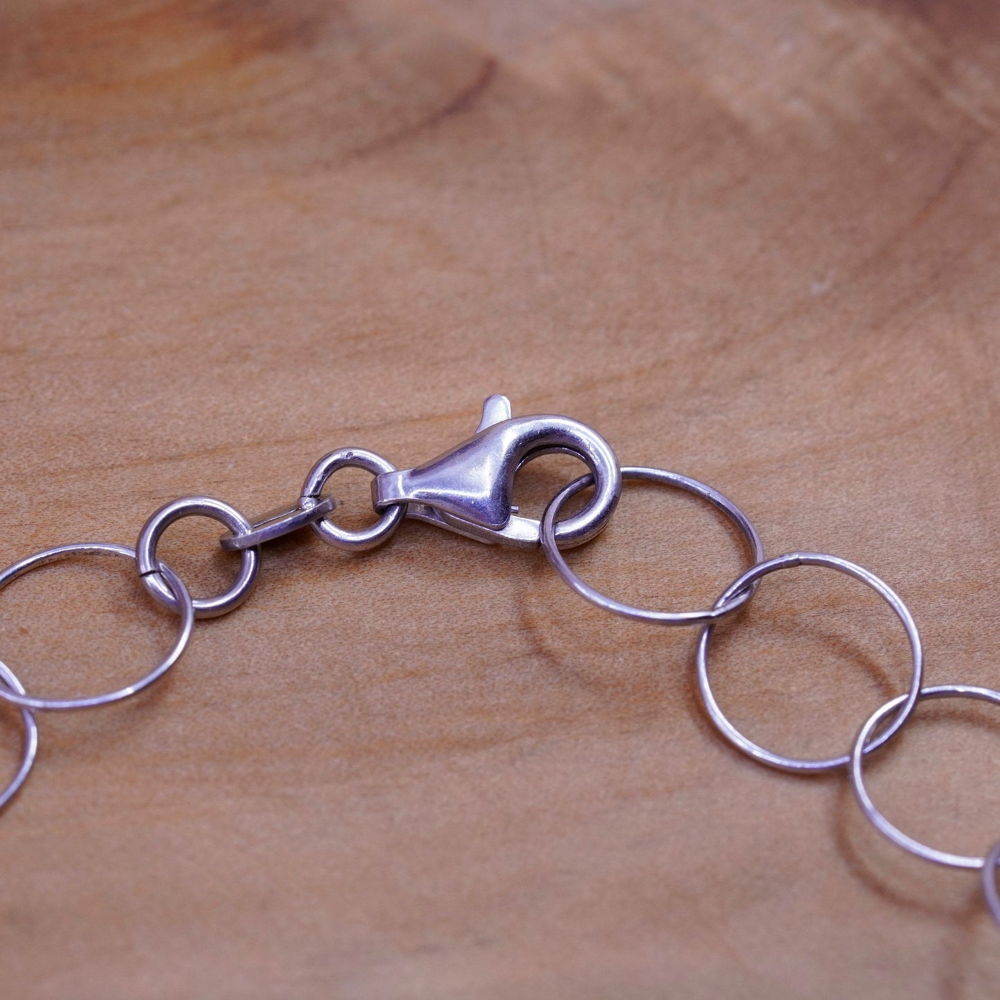 7.5”, vintage two tone Sterling silver handmade bracelet, 925 leafy chain