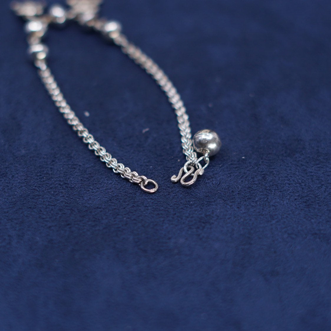 6.75”, Sterling silver handmade 925 belly dancer bracelet, chain w/ bear charms