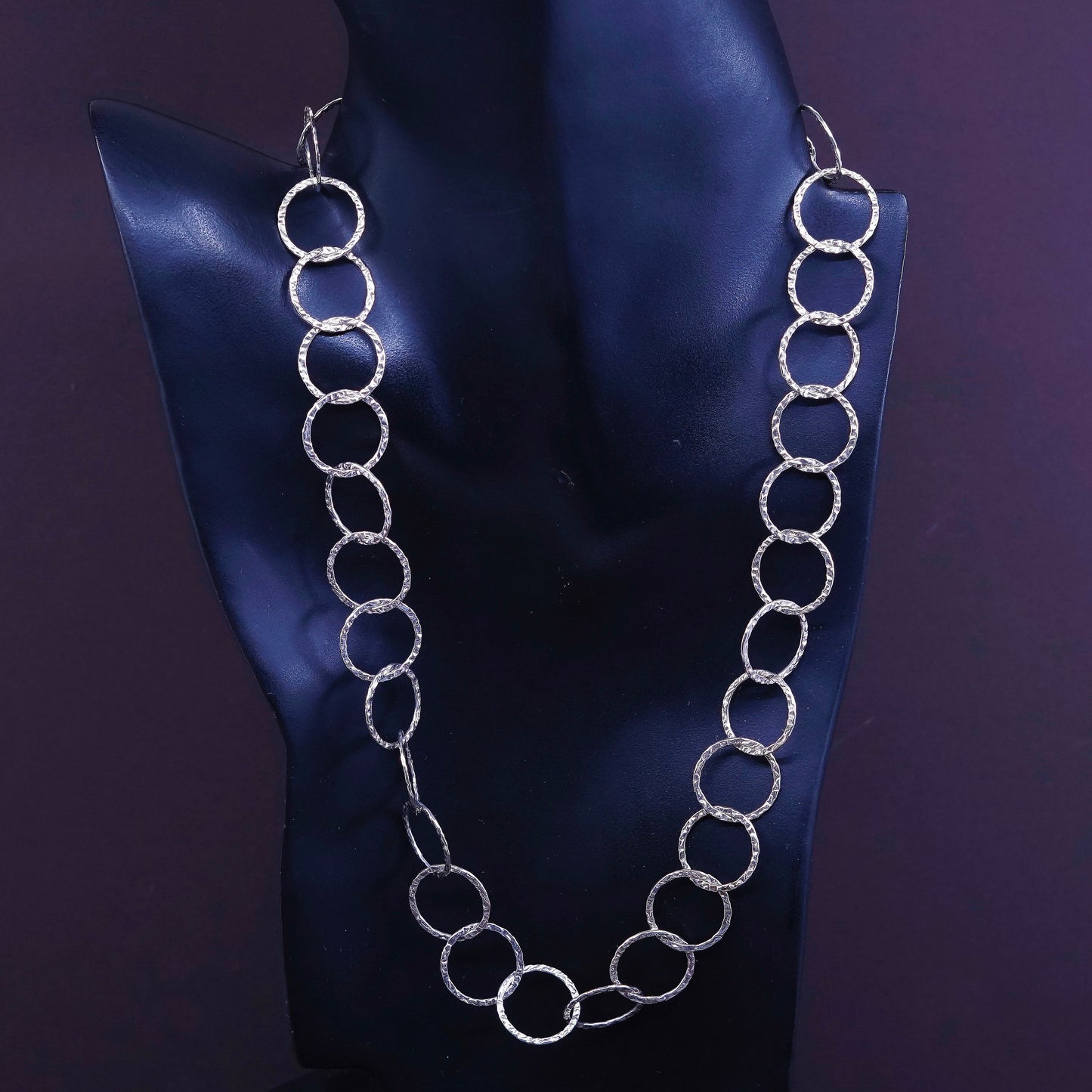 21”, vtg Sterling silver necklace, 925 huge link chain, stamped 925