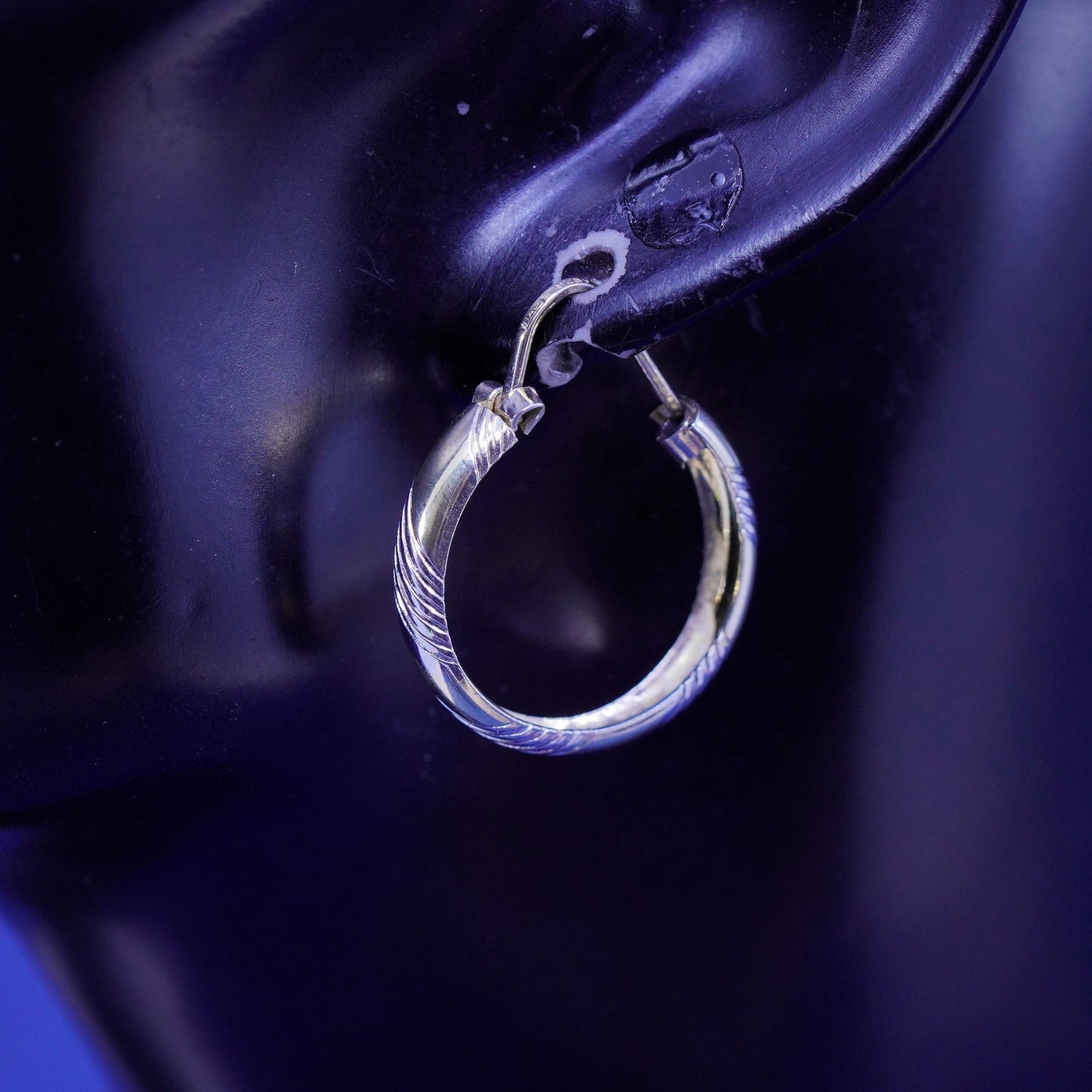 1”, Italy vermeil gold over Sterling 925 silver textured hoop earrings, huggie