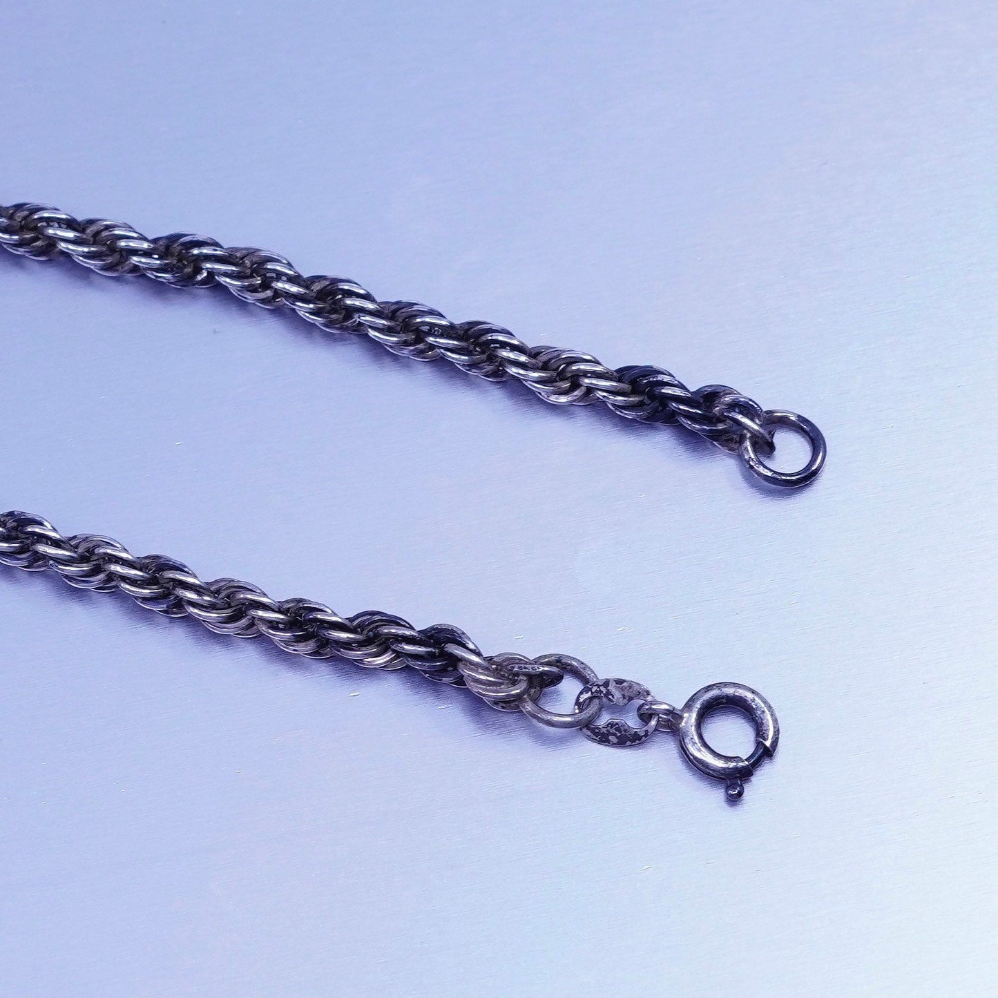 24” 4mm, vintage Italy Sterling 925 silver bold rope chain necklace
