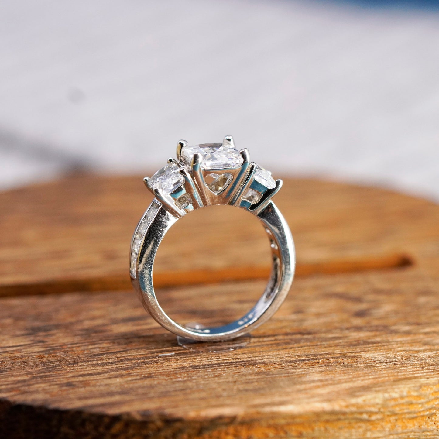 Size 5, vintage Sterling silver handmade ring, 925 engagement ring with cz