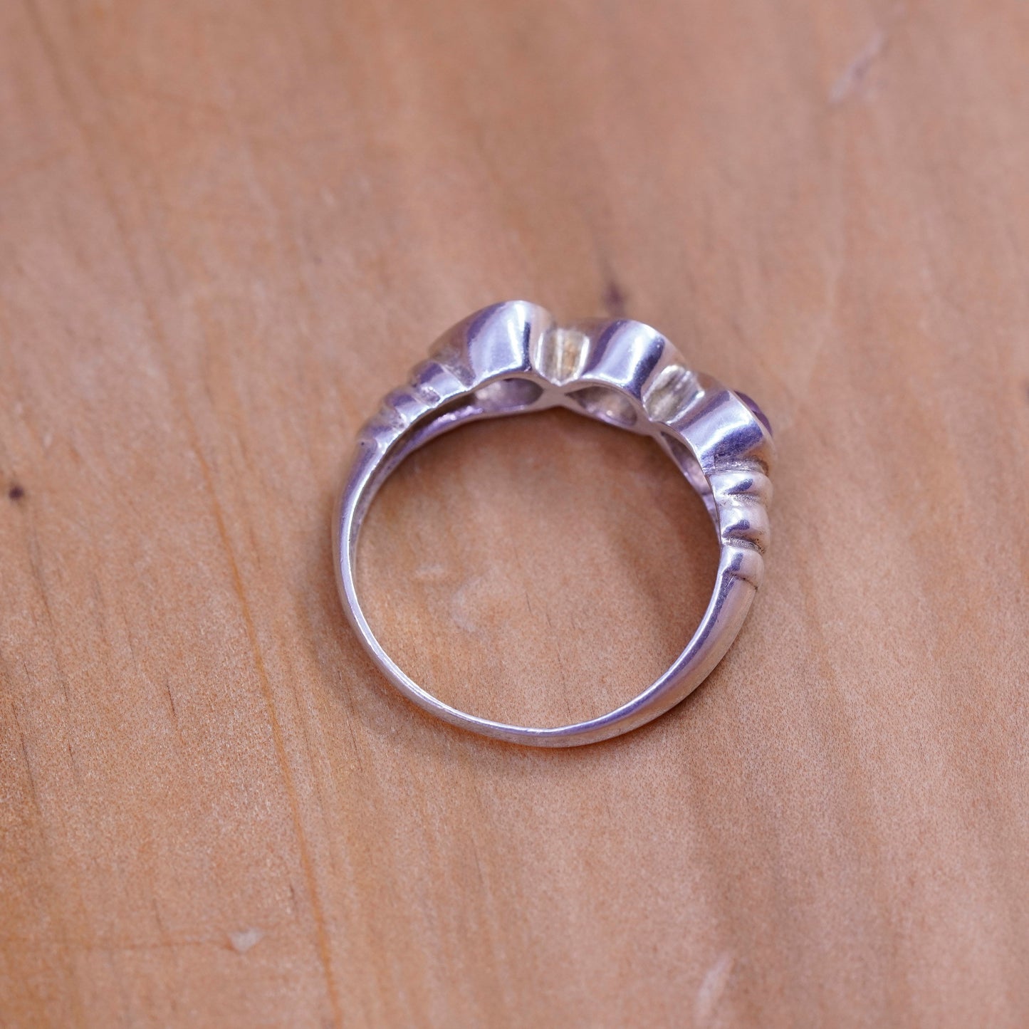 Size 8, vintage Sterling silver handmade ring, 925 band with amethyst