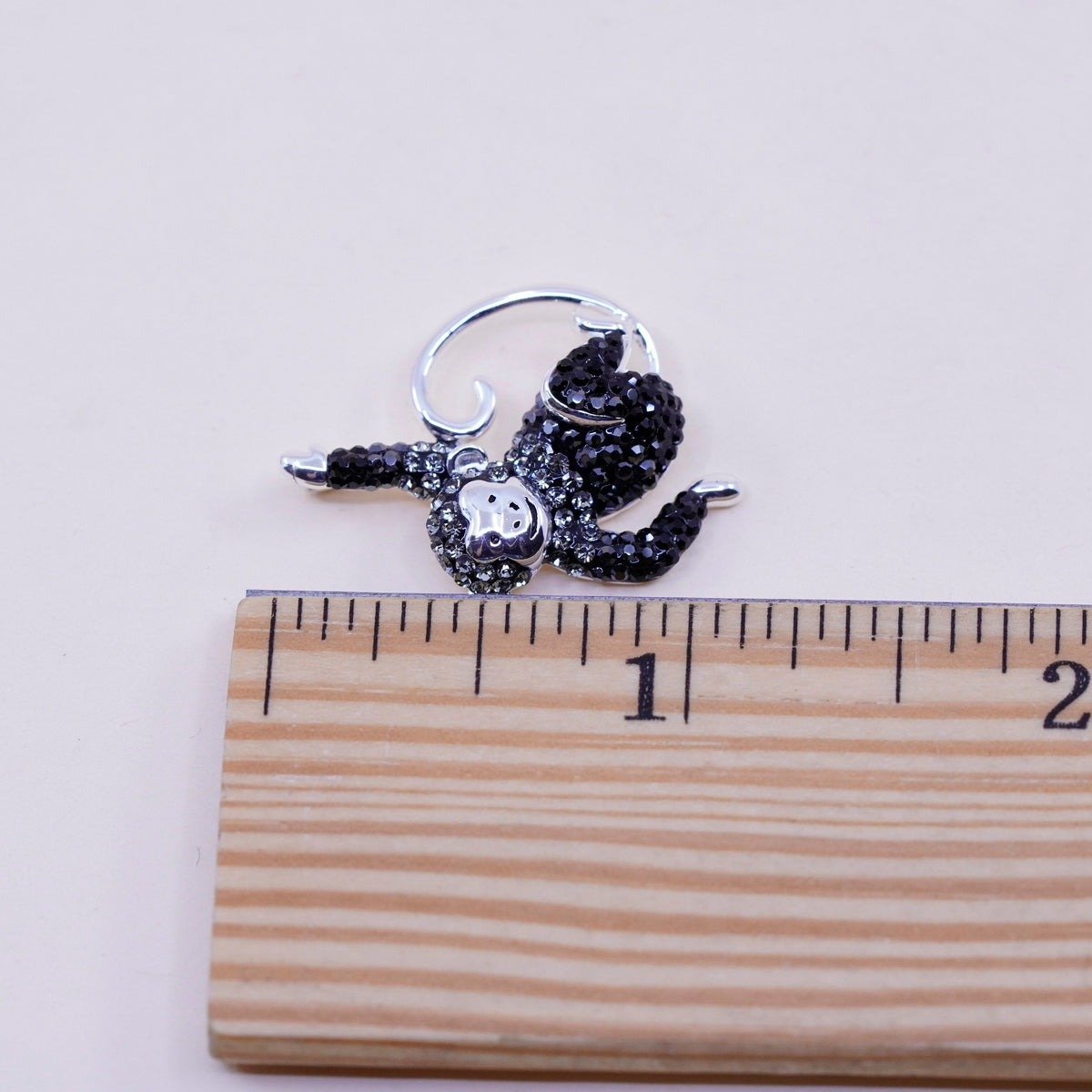 Sterling silver handmade pendant, 925 monkey with cluster Swarovski pendant