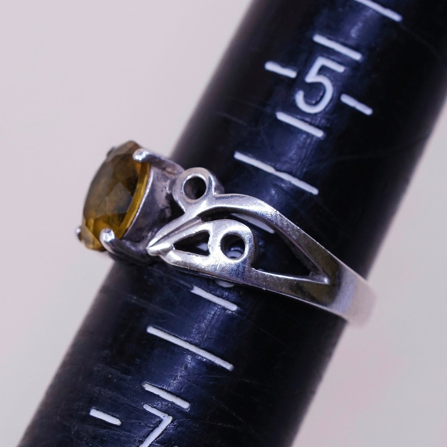 Size 6, vintage Sterling silver handmade ring, filigree 925 w/ citrine