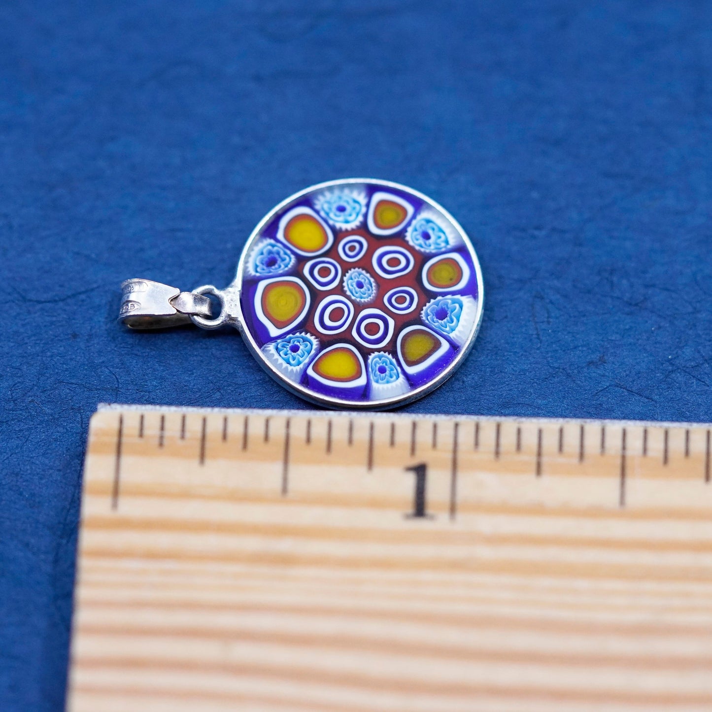 vtg handmade sterling 925 silver tag pendant multiciori authentic murano glass