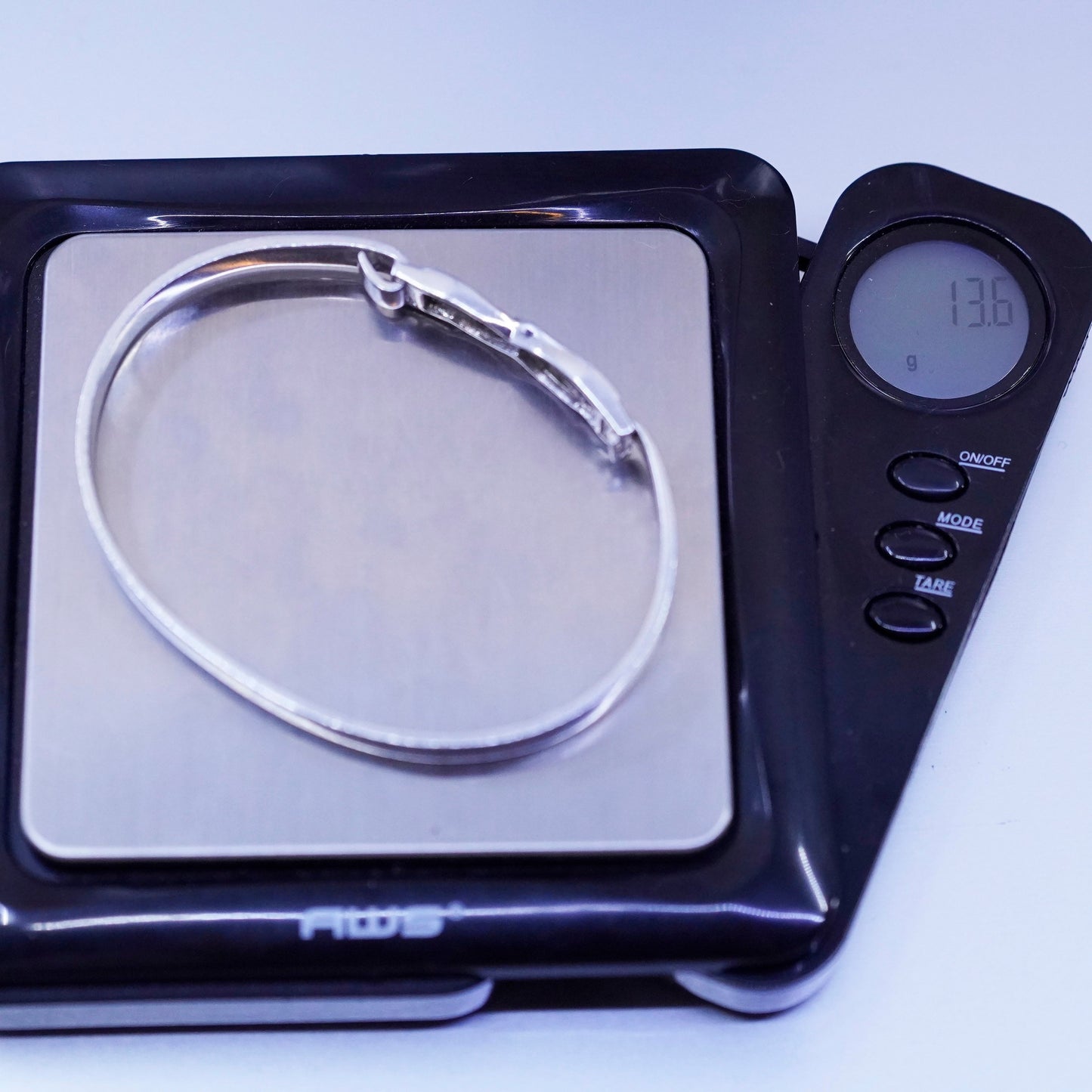 6.5”, Judith Jack Sterling 925 silver handmade bracelet, hinged bangle diamond