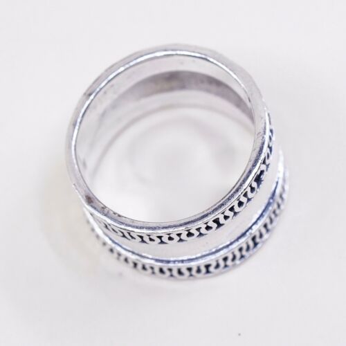 Size 8, Vtg Sterling Silver Handmade ribbed Ring 925 Silver warrior Band