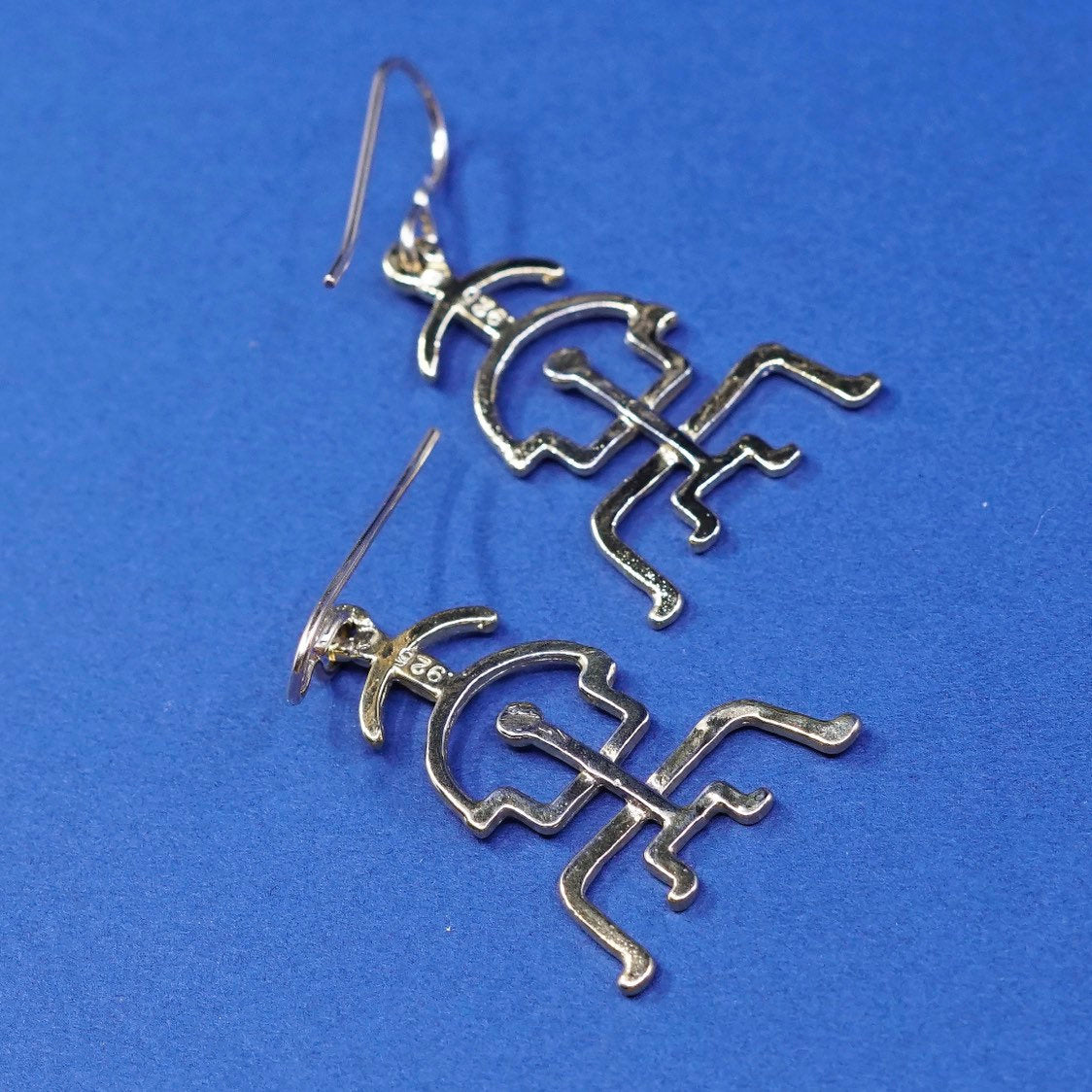 Gold over Sterling silver handmade Hammered earrings, 925 Mayan ancient texture