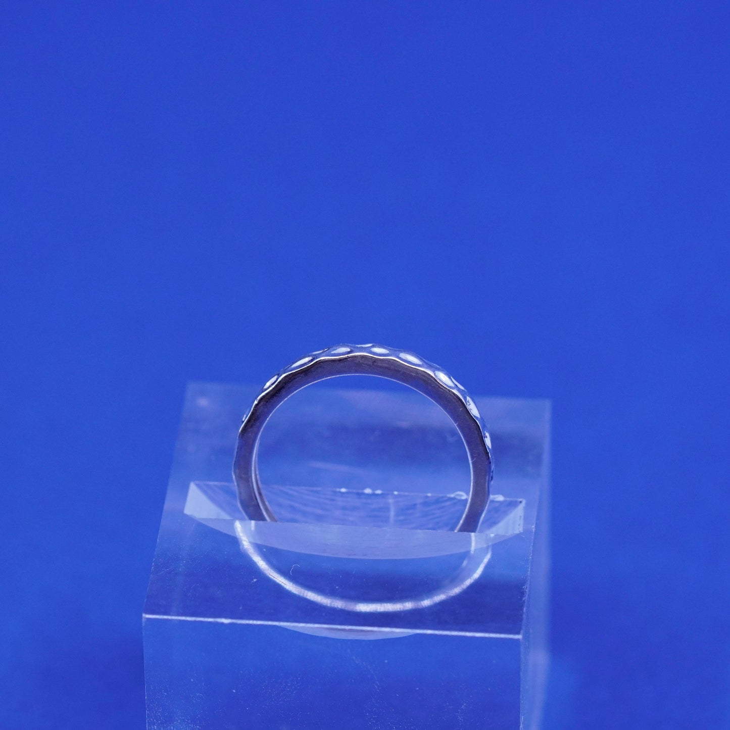 Size 7, vintage Sterling silver handmade ring, hammered 925 wedding band