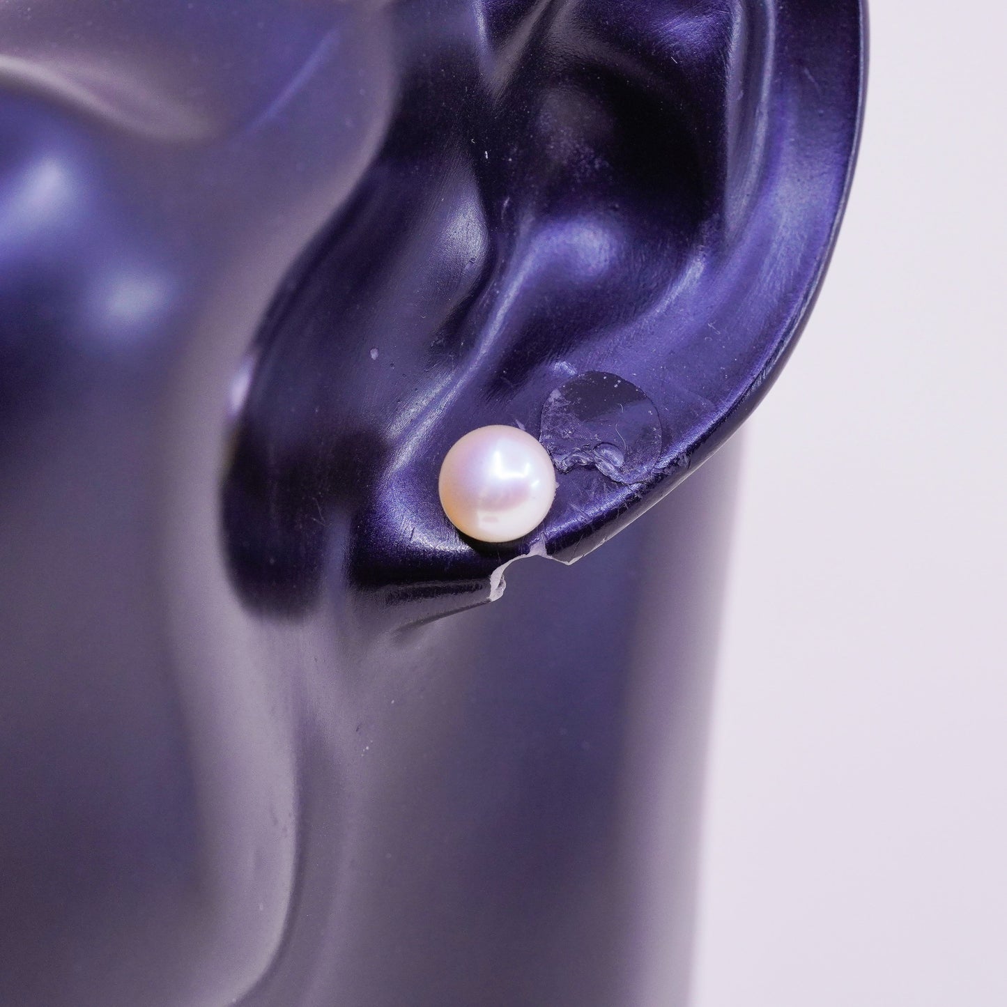 Vintage sterling silver earrings, 925 studs with orange pearl