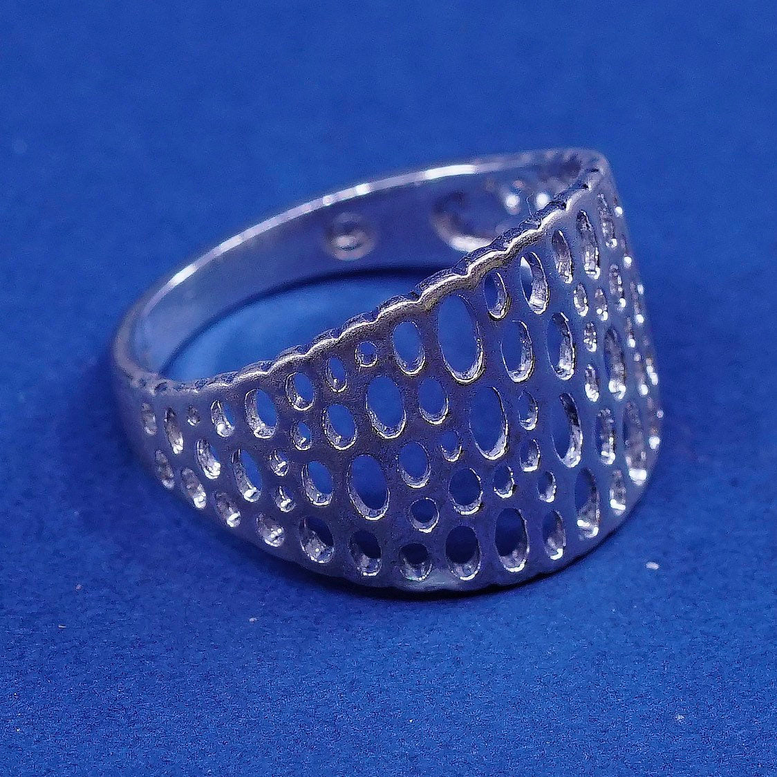 sz 7, vtg Sterling silver handmade ring, 925 band w/ filigree