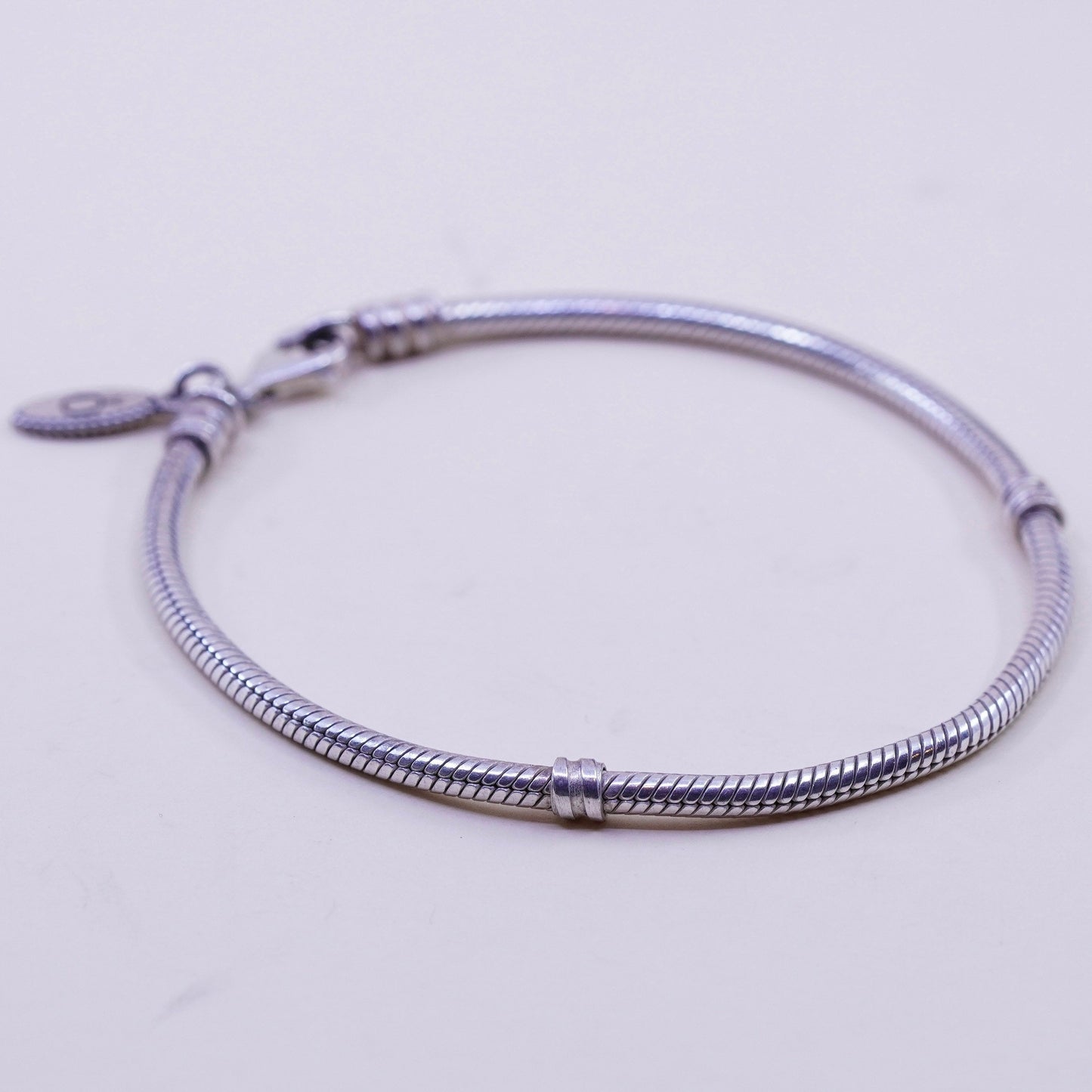 7.75”, 3mm, vintage Italy Sterling 925 silver bracelet, bold snake chain