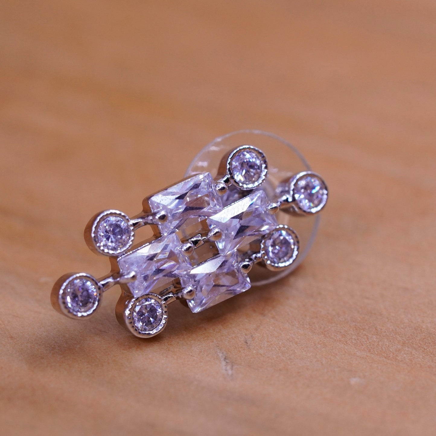 Vintage Sterling 925 silver clear Cz studs, Swarovski earrings