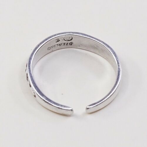 Sz 3.75, Vtg Sterling Silver Handmade Ring, Woven Braided 925 Open End Band