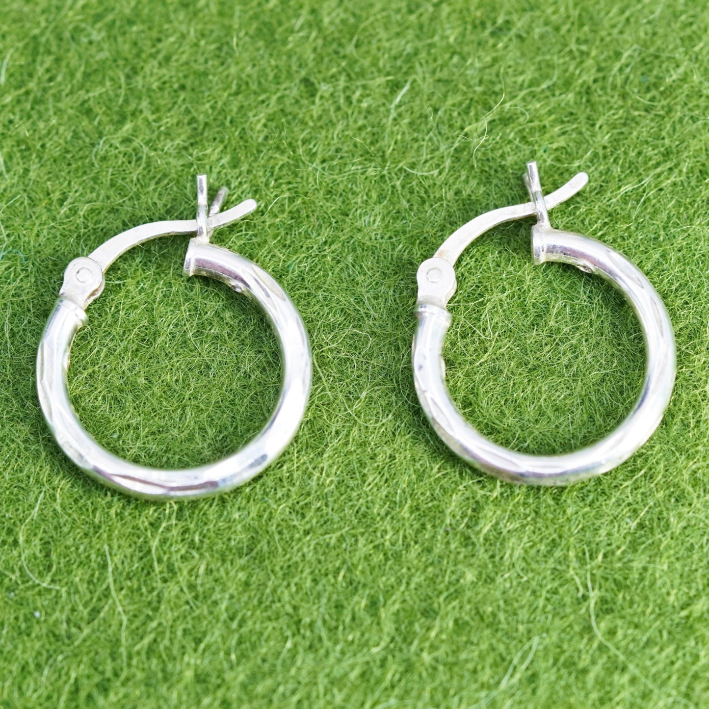 0.5”, sterling silver loop earrings, minimalist, textured 925 hoops, huggie