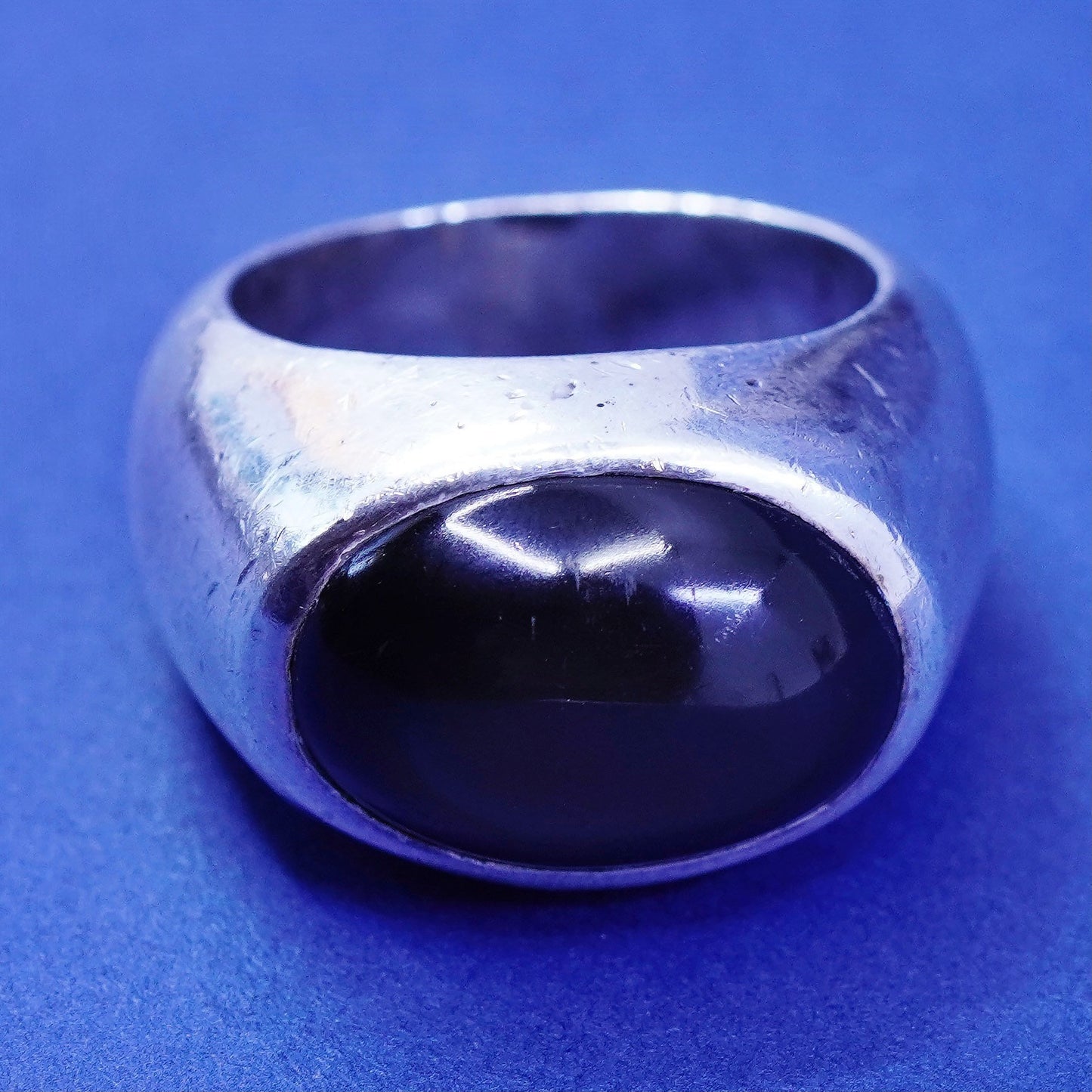 Size 9.25, vintage Sterling 925 silver handmade ring with oval tiger eye