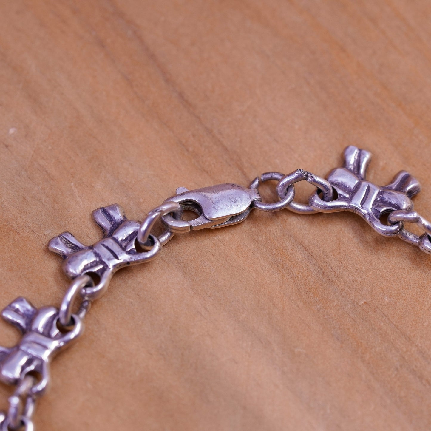 7.25”, Sterling silver handmade bracelet, Italy 925 ribbon bow tie link chain